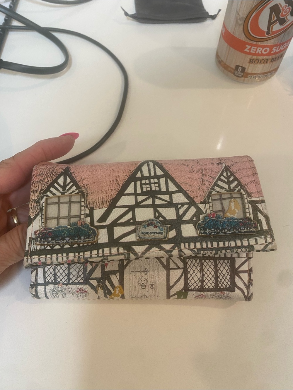Vintage Cottage Print Fold-Over Wallet in Pink